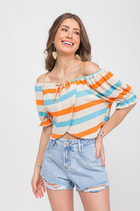 Blusa Maxi Cropped Azul