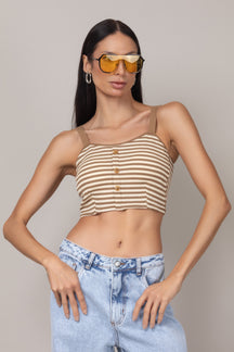 Top Cropped Listrado com Bojo