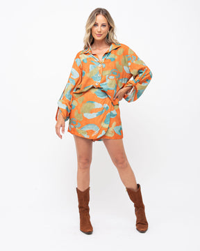 Shorts Saia Viscose Estampa Animal