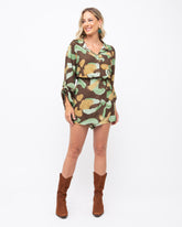 Shorts Saia Viscose Estampa Animal Print Marrom