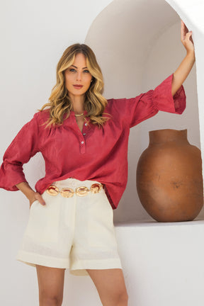 Shorts Alfaiataria em Linho