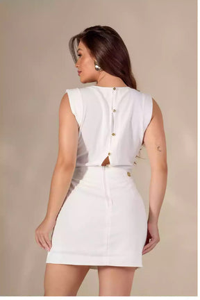 Vestido Tubinho em Crepe com Elastano