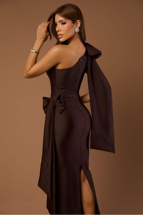 Vestido Longuete Laços Lyra Chocolate