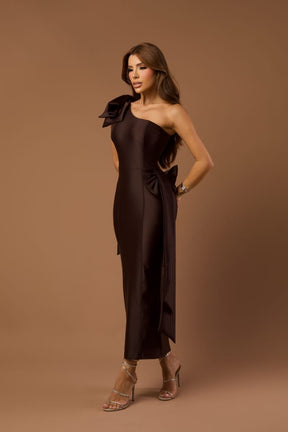 Vestido Longuete Laços Lyra Chocolate