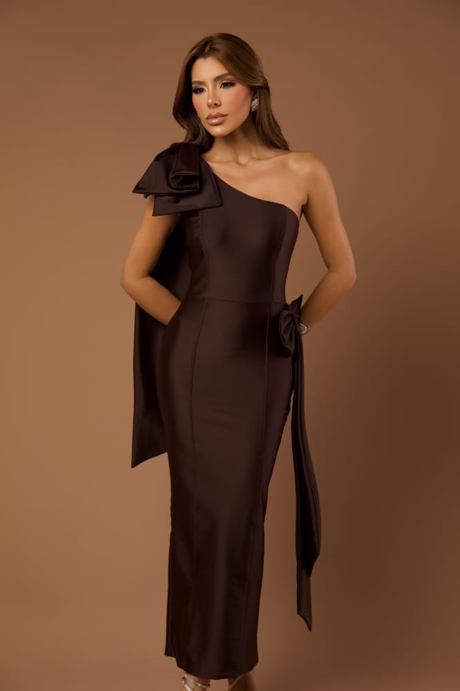 Vestido Longuete Laços Lyra Chocolate