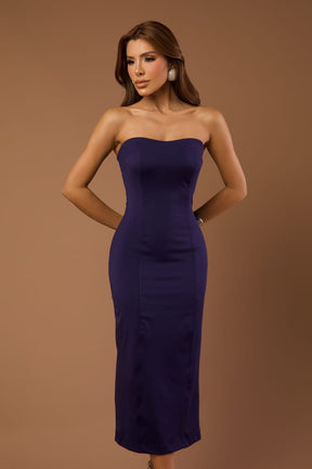 Vestido Longuete Strapless Naomi Blueberry