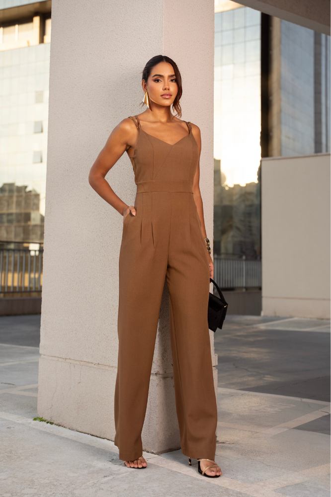 Macacão Pantalona Alça Dupla Jaque Chocolatte