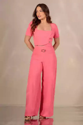 Conjunto Pantalona Calça e Cropped Laura